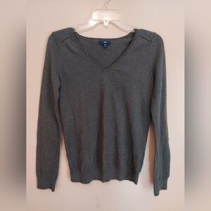 GAP Dark Olive Green V-Neck Long Sleeve Sweater Top Small S